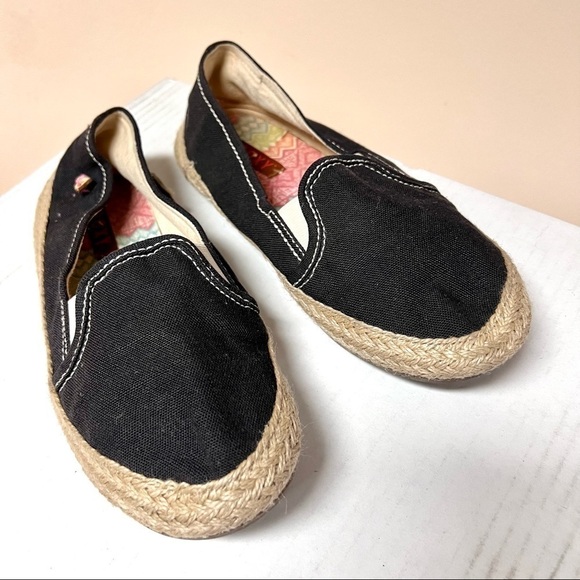 ROXY Redondo Jute espadrilles Slip On Shoes charcoal canvas womens size 7 - Picture 3 of 11